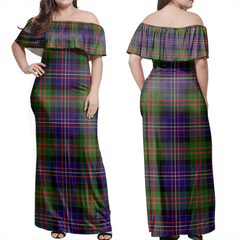 Cameron Of Erracht Modern Tartan Off Shoulder Long Dress