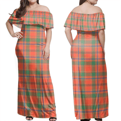 Munro Ancient Tartan Off Shoulder Long Dress