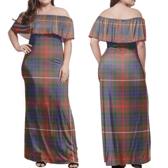 Fraser Hunting Modern Tartan Off Shoulder Long Dress