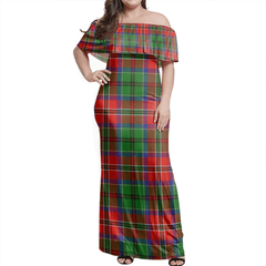 McCulloch Tartan Off Shoulder Long Dress