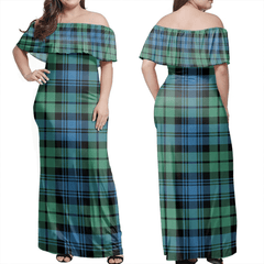 Campbell Ancient 01 Tartan Off Shoulder Long Dress