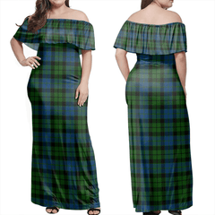 MacKay Modern Tartan Off Shoulder Long Dress