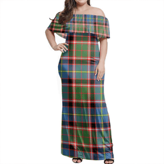 Stirling & Bannockburn District Tartan Off Shoulder Long Dress