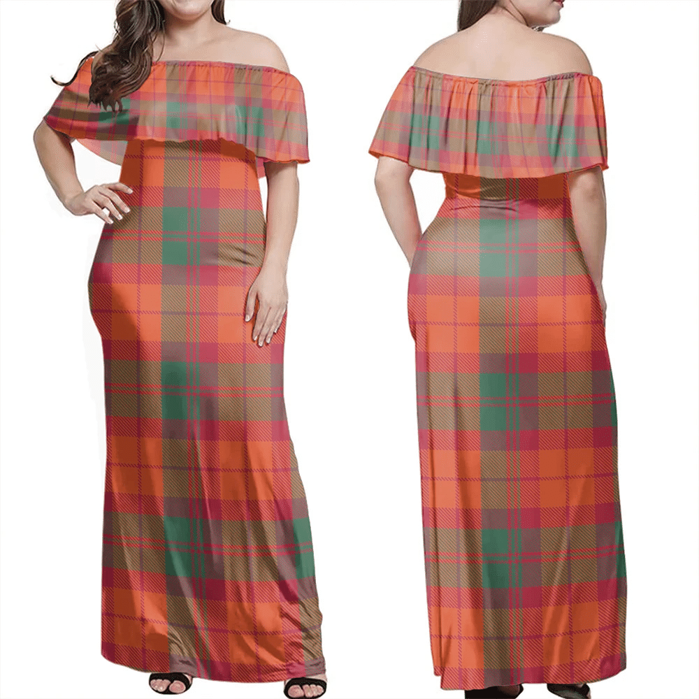 MacNab Ancient Tartan Off Shoulder Long Dress