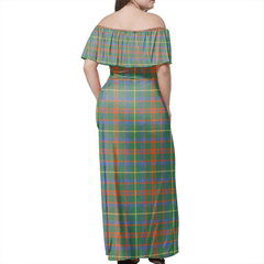 MacKintosh Hunting Ancient Tartan Off Shoulder Long Dress