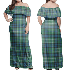 MacNeil Of Colonsay Ancient Tartan Off Shoulder Long Dress