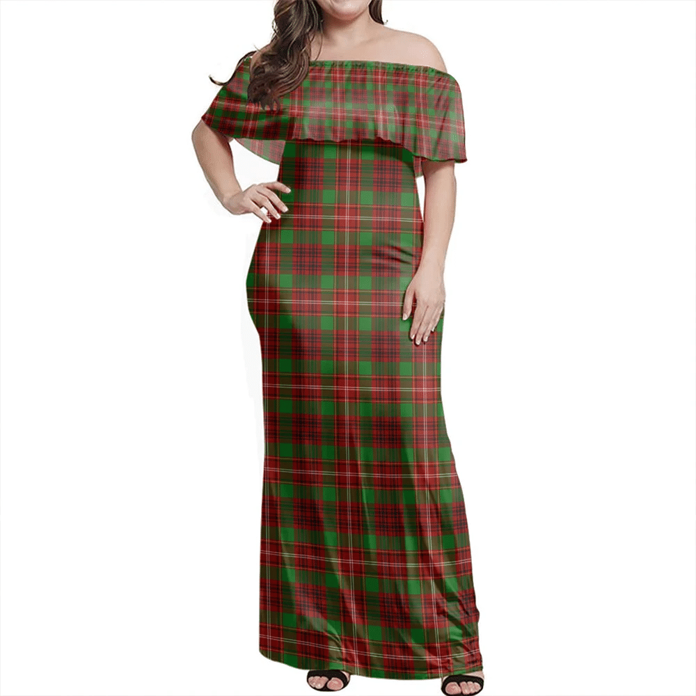 Ainslie Tartan Off Shoulder Long Dress