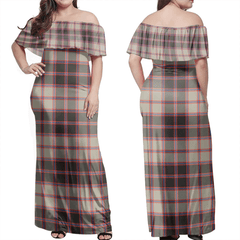 MacPherson Hunting Ancient Tartan Off Shoulder Long Dress