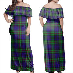 MacKinlay Modern Tartan Off Shoulder Long Dress