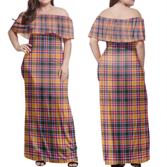 Jacobite Tartan Off Shoulder Long Dress