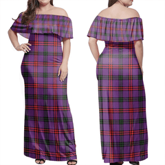 Montgomery Modern Tartan Off Shoulder Long Dress