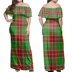 Baxter Modern Tartan Off Shoulder Long Dress