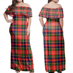 Christie Tartan Off Shoulder Long Dress