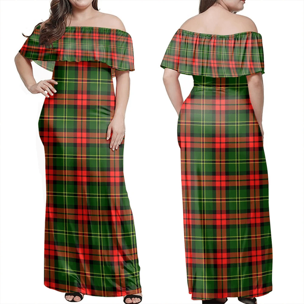 Blackstock Tartan Off Shoulder Long Dress