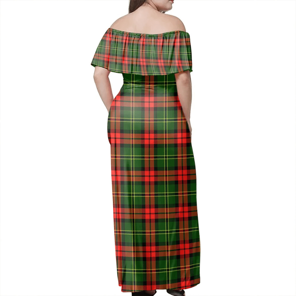 Blackstock Tartan Off Shoulder Long Dress