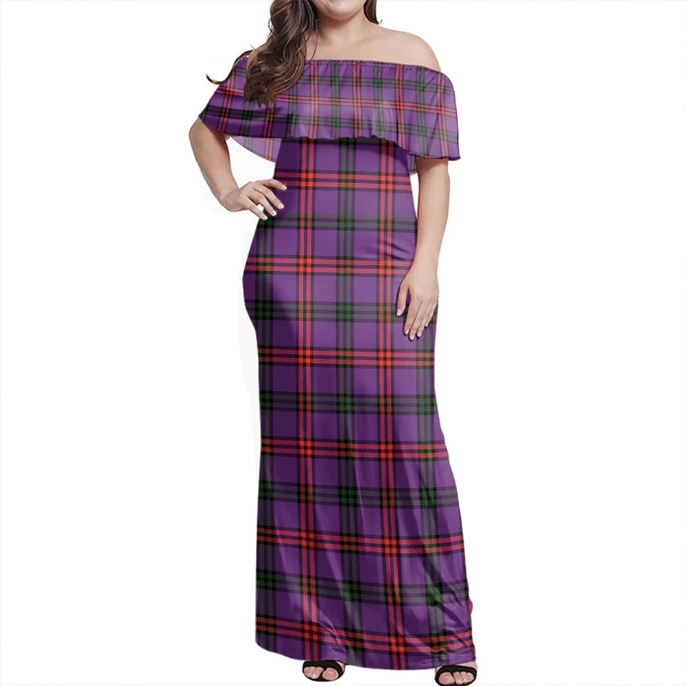 Montgomery Modern Tartan Off Shoulder Long Dress