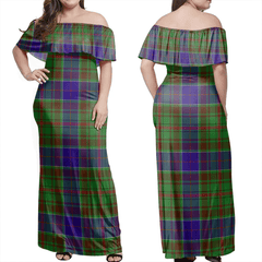 Adam Tartan Off Shoulder Long Dress