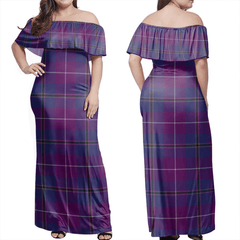 Pride Of Glencoe Tartan Off Shoulder Long Dress