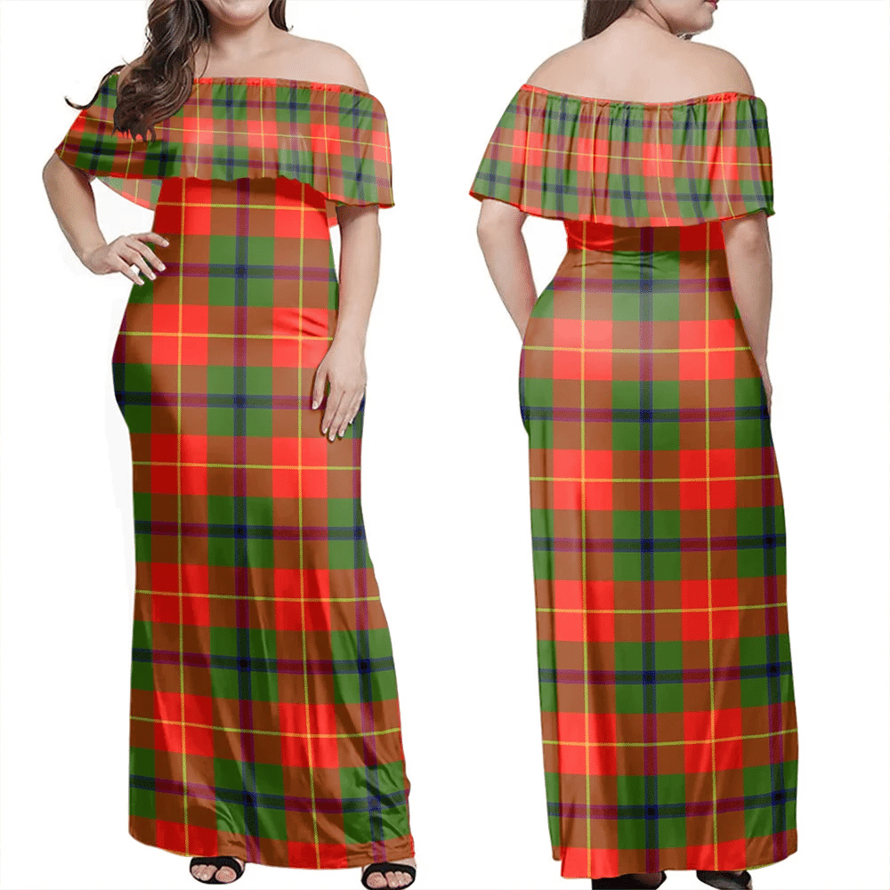 Turnbull Dress Tartan Off Shoulder Long Dress