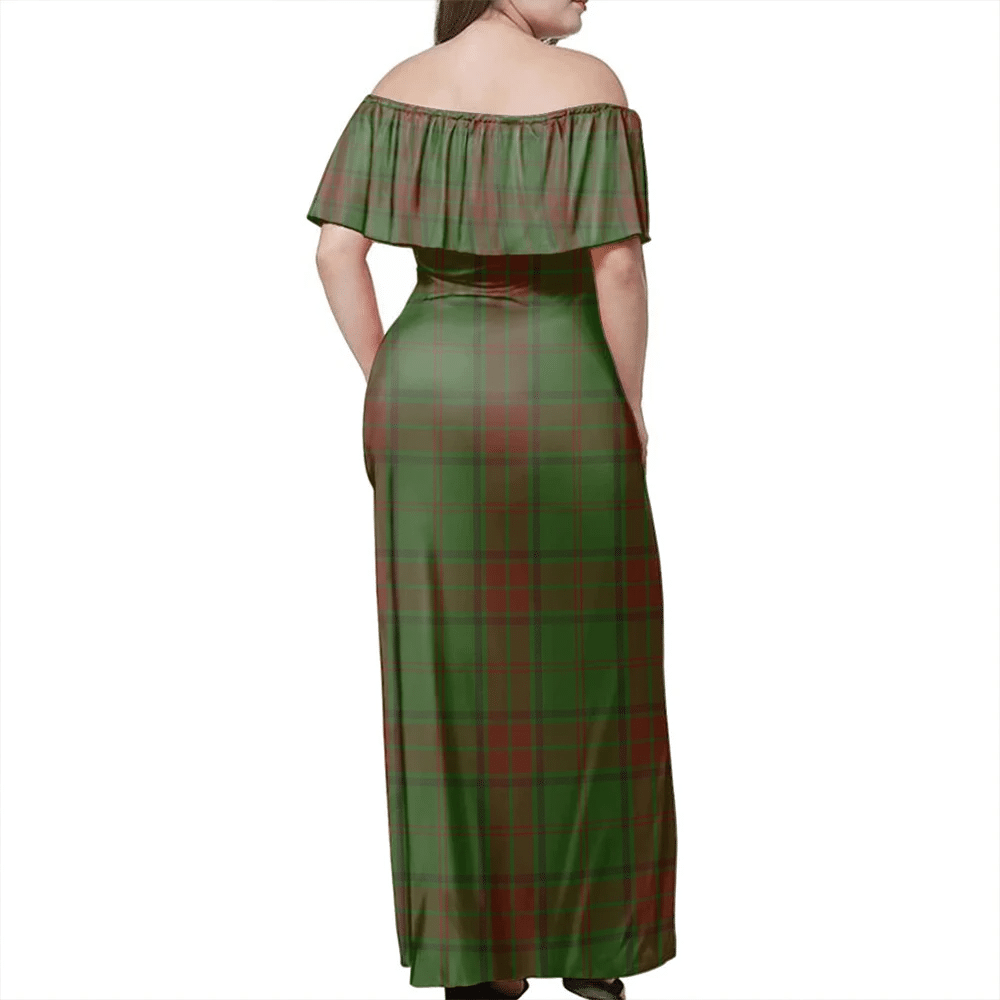 Maxwell Hunting Tartan Off Shoulder Long Dress