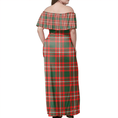 Princess Margaret Tartan Off Shoulder Long Dress