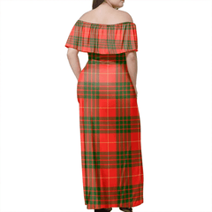 Cameron Modern Tartan Off Shoulder Long Dress