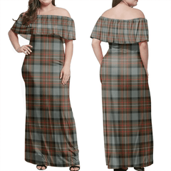 Fergusson Weathered Tartan Off Shoulder Long Dress