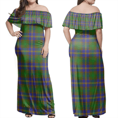 Strange Of Balkaskie Tartan Off Shoulder Long Dress