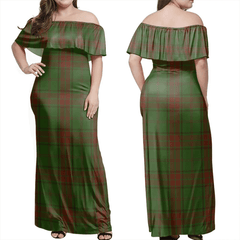 Maxwell Hunting Tartan Off Shoulder Long Dress