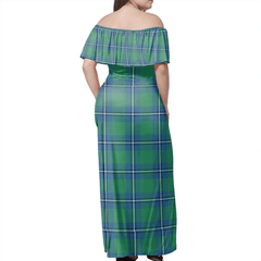 Irvine Ancient Tartan Off Shoulder Long Dress