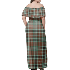 Thomson Hunting Modern Tartan Off Shoulder Long Dress