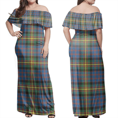 MacSporran Ancient Tartan Off Shoulder Long Dress