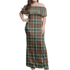 Thomson Hunting Modern Tartan Off Shoulder Long Dress