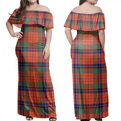 Nicolson Ancient Tartan Off Shoulder Long Dress