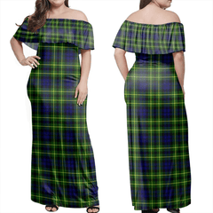 Campbell Of Breadalbane Modern Tartan Off Shoulder Long Dress