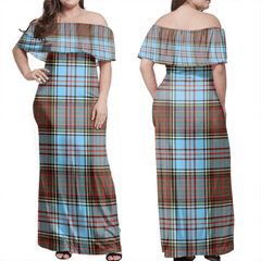 Anderson Ancient Tartan Off Shoulder Long Dress