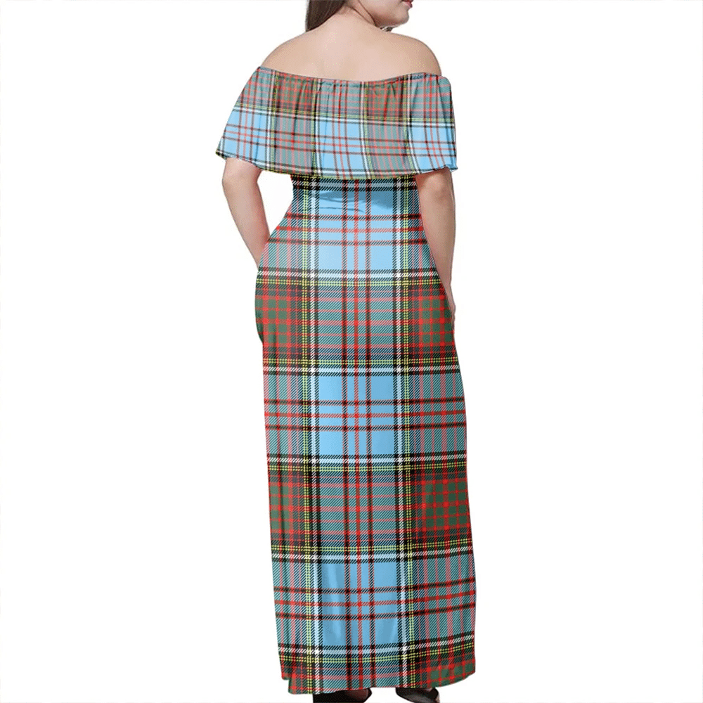 Anderson Ancient Tartan Off Shoulder Long Dress