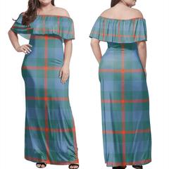 Agnew Ancient Tartan Off Shoulder Long Dress