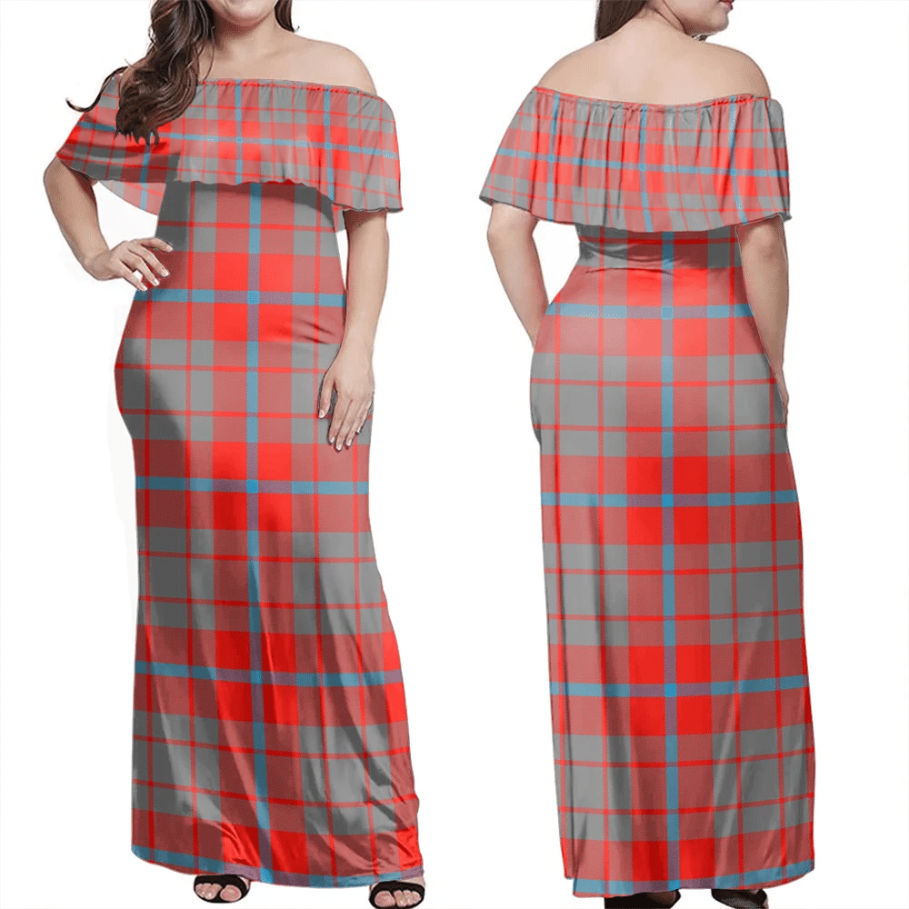 Moubray Tartan Off Shoulder Long Dress