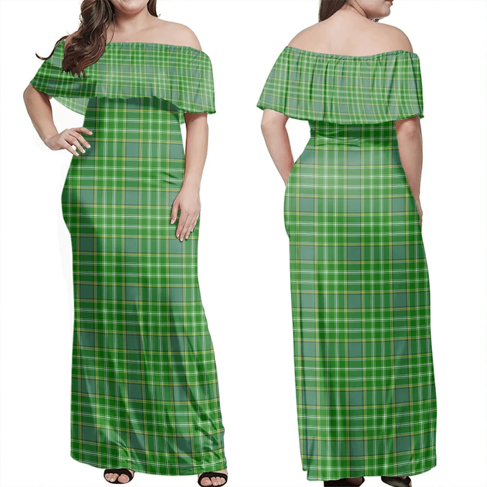 Currie Tartan Off Shoulder Long Dress