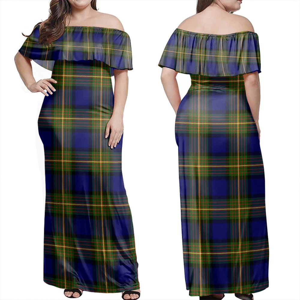 More (Muir) Tartan Off Shoulder Long Dress