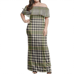 Burns Check Tartan Off Shoulder Long Dress