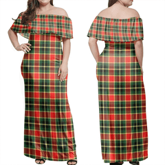 MacLachlan Hunting Modern Tartan Off Shoulder Long Dress