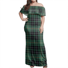 MacAulay Hunting Ancient Tartan Off Shoulder Long Dress