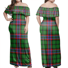 McGeachie Tartan Off Shoulder Long Dress