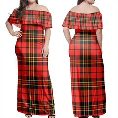 Brodie Modern Tartan Off Shoulder Long Dress