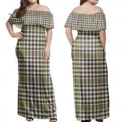 Burns Check Tartan Off Shoulder Long Dress