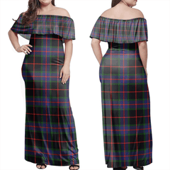 Nairn Tartan Off Shoulder Long Dress