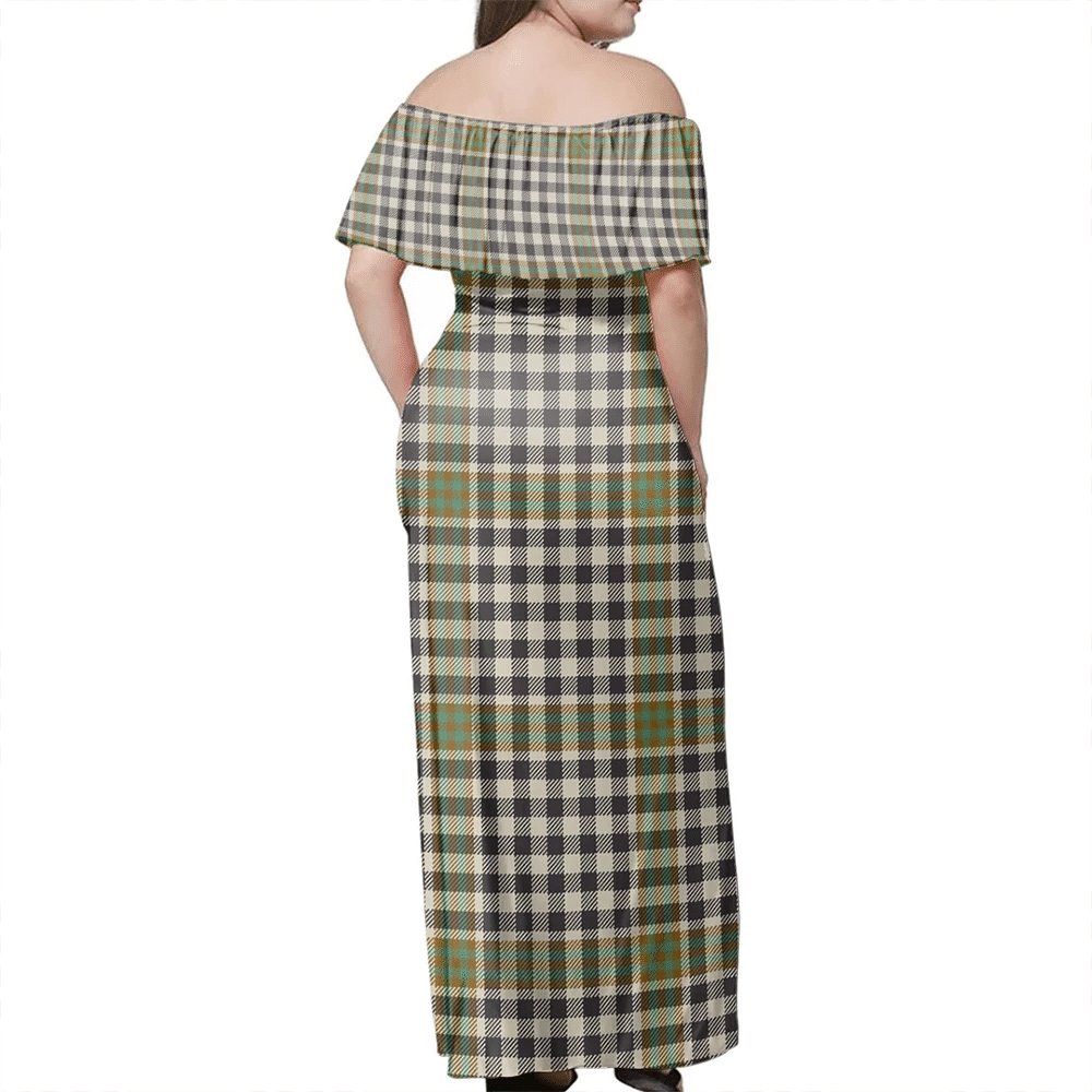 Burns Check Tartan Off Shoulder Long Dress