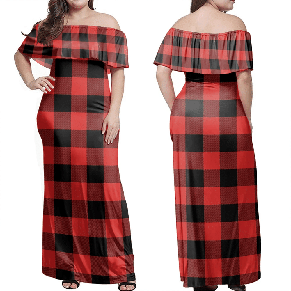 Rob Roy MacGregor Modern Tartan Off Shoulder Long Dress